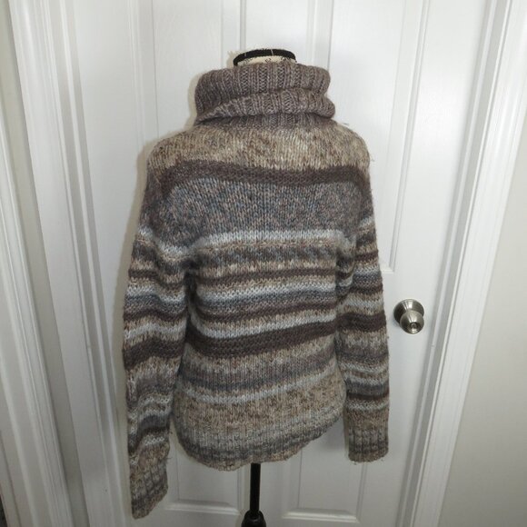 Elsamanda Anthropologie Sweater Knit Alpaca Wool Blend Turtleneck Medium Striped - Picture 3 of 7